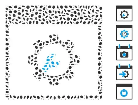 Dotted Mosaic Setup Tools Calendar Page Stock Illustration