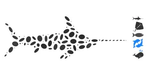 Dotted Mosaic Sword Fish Stock Illustration