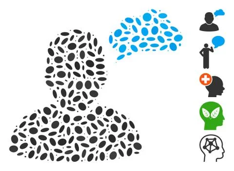 Dotted Mosaic User Thinking Cloud Illustrazione stock