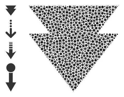 Dotted Move Down Composition of Round Dots with Bonus Icons Stock Illustration