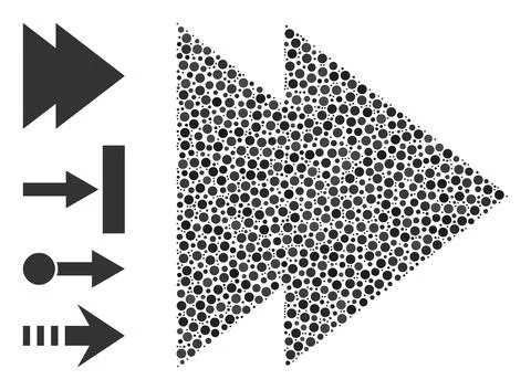 Dotted Move Right Collage of Round Dots with Bonus Icons Illustrazione stock
