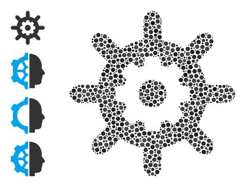 Dotted Nanotechnology Collage of Rounded Dots with Similar Icons Stock Illustration