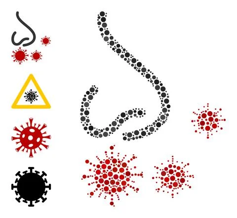 Dotted Nasal Infection Collage of Rounded Dots with Other Icons 스톡 일러스트