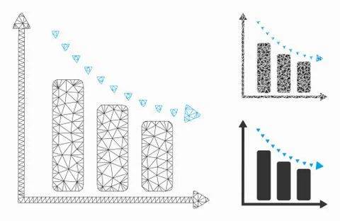 Dotted Negative Trend Vector Mesh Carcass Model and Triangle Mosaic Icon Stock Illustration
