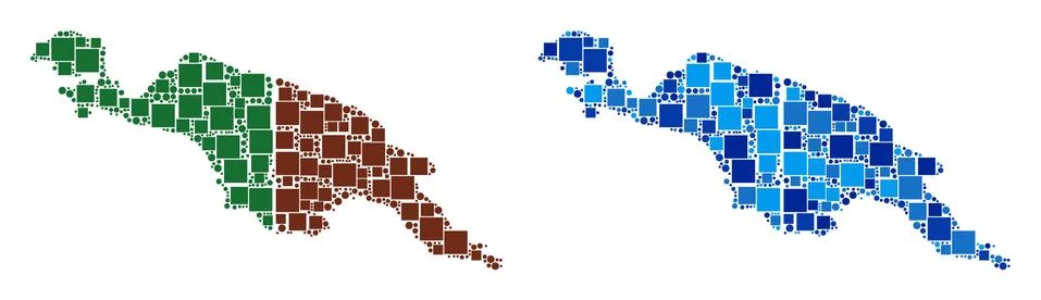 Dotted New Guinea Countries Map with Blue Version Stock Illustration