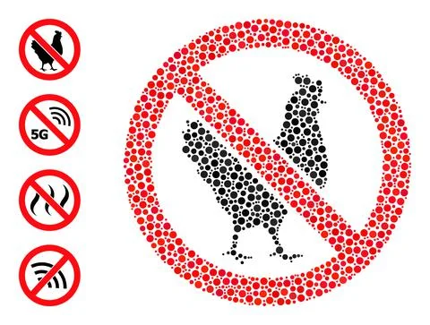 Dotted No Chicken Composition of Circles and Bonus Icons 스톡 일러스트