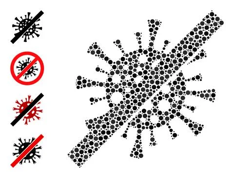Dotted No Contagious Virus Collage of Circles with Other Icons Stock Illustration