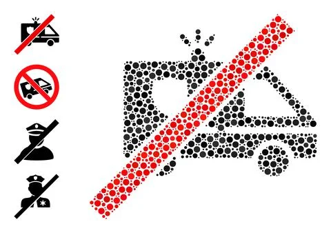 Dotted No Patrol Car Composition of Round Dots with Similar Icons Illustrazione stock