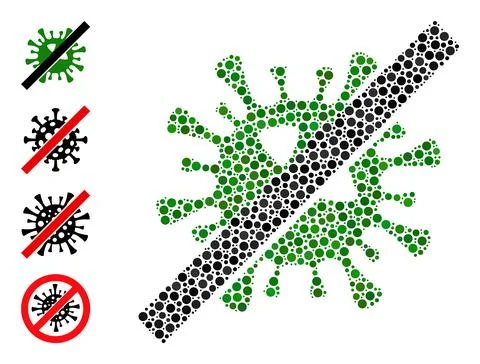 Dotted No SARS Virus Composition of Rounded Dots with Bonus Icons 스톡 일러스트