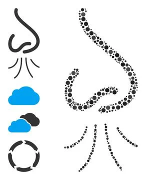 Dotted Nose Sniffing Composition of Rounded Dots and Similar Icons 스톡 일러스트