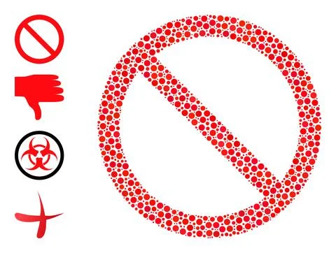 Dotted Not Allowed Composition of Rounded Dots with Similar Icons Illustrazione stock