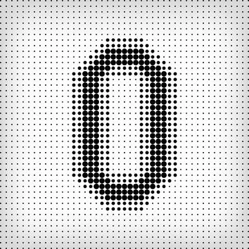 Dotted number 0. The number pixel is flat and solid. Stock Illustration