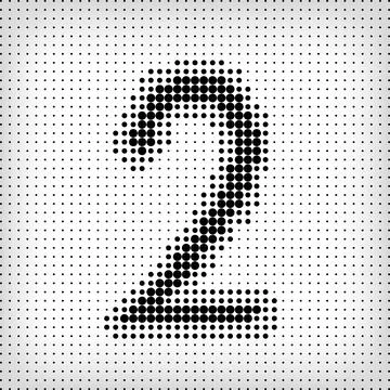 Dotted number 2. The number pixel is flat and solid. Illustrazione stock