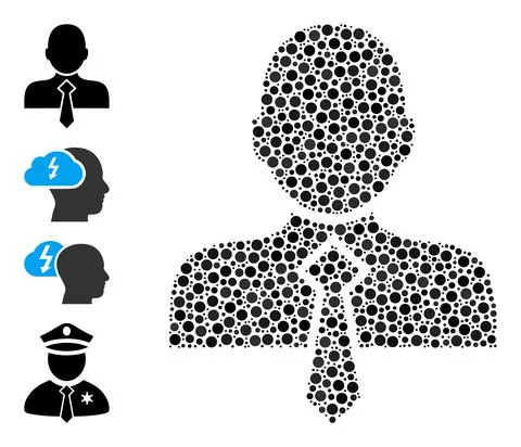 Dotted Office Man Composition of Rounded Dots and Bonus Icons Illustrazione stock