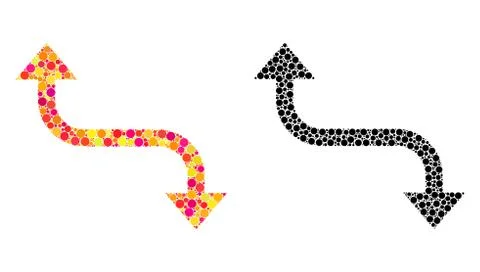 Dotted Opposite Bend Arrow Mosaic Icons Illustrazione stock