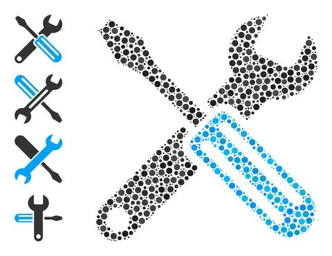 Dotted Options Composition of Circles with Similar Icons Stock Illustration
