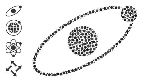 Dotted Orbit Mosaic of Circles and Other Icons 库存插图