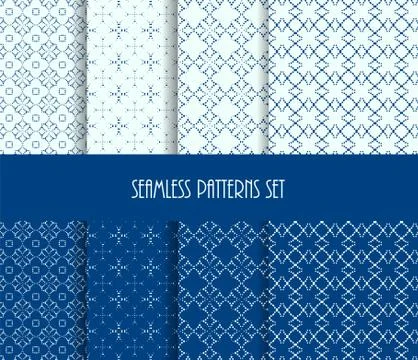 Dotted oriental forms seamless pattern set. Vector illustration. Stock Illustration