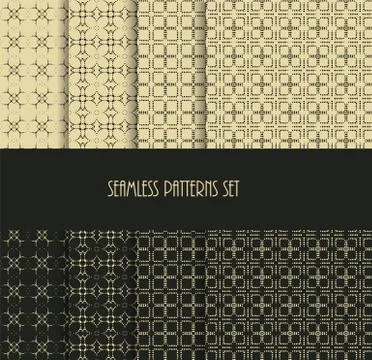 Dotted oriental motif seamless pattern collection. Vector illustration. Stock Illustration