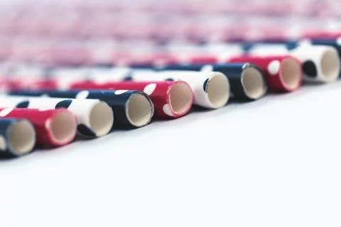 Dotted paper straws background close up Stock Photos