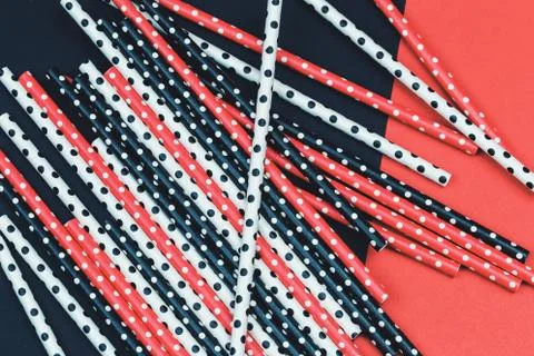Dotted paper straws background close up Stock Photos