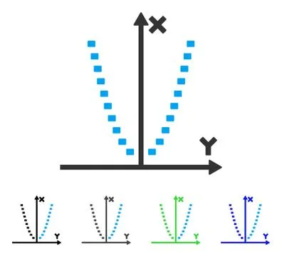 Dotted Parabola Plot Flat Icon Ilustración de archivo