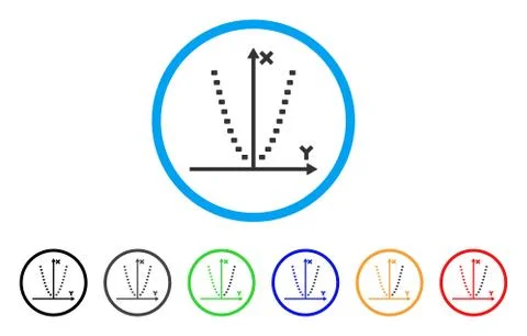 Dotted Parabola Plot Rounded Icon Stock Illustration
