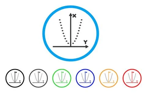 Dotted Parabola Plot Rounded Icon Stock Illustration