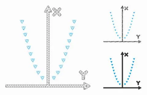 Dotted Parabola Plot Vector Mesh Network Model and Triangle Mosaic Icon Stockillustratie