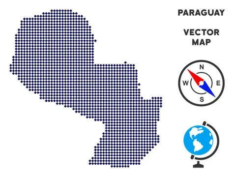 Dotted Paraguay Map 库存插图