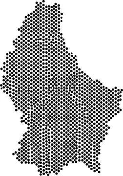 Dotted Pattern Map Visualization of the Grand Duchy of Luxembourg Territory.. Stock Illustration