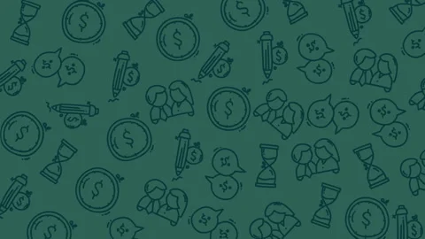 Dotted pattern shows financial symbols and doodles Stock Footage 332153941