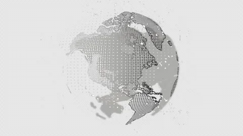 Dotted pattern sphere digital earth map animation in rotated style. Stock Footage 346765851