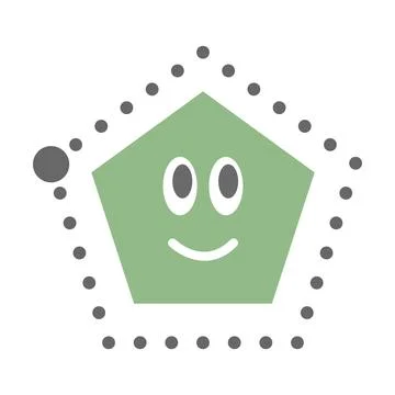 Dotted pentagon shape for tracing lines for preschool and kindergarten school Stock Illustration