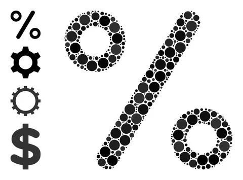 Dotted Percent Composition of Round Dots with Bonus Icons 스톡 일러스트