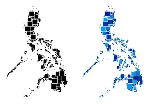 Dotted Philippines Map with Blue Variant Illustrazione stock
