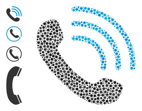 Dotted Phone Call Mosaic of Rounded Dots and Other Icons Illustrazione stock