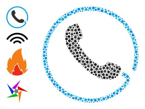Dotted Phone Composition of Circles and Bonus Icons Illustrazione stock