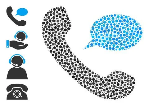 Dotted Phone Message Mosaic of Circles and Bonus Icons 库存插图