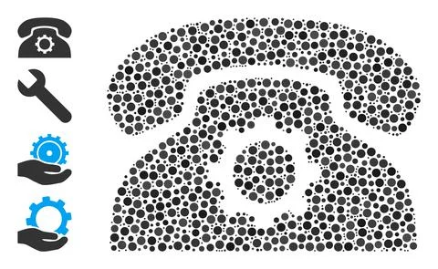 Dotted Phone Settings Collage of Circles and Bonus Icons 스톡 일러스트