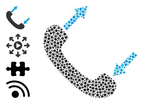 Dotted Phone Talking Collage of Rounded Dots with Other Icons Illustrazione stock