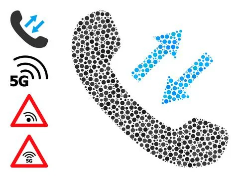 Dotted Phone Talking Composition of Round Dots with Similar Icons 库存插图