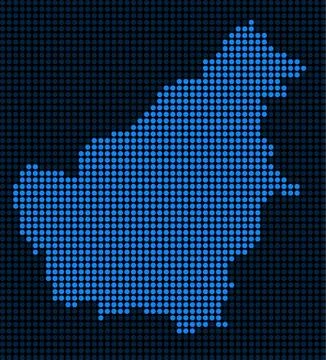 Dotted Pixel Borneo Island Map Stock Illustration