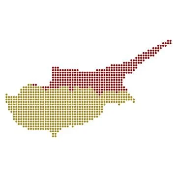Dotted Pixel Cyprus Map Stock Illustration