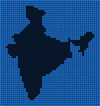 Dotted Pixel India Map Stock Illustration
