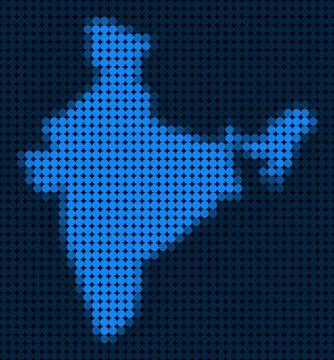 Dotted Pixel India Map Stock Illustration