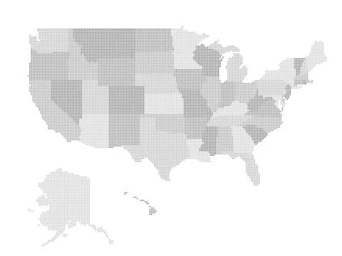 Dotted pixel map of United States Stock Illustration