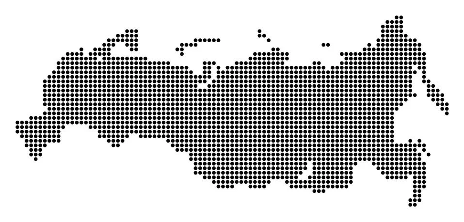 Dotted Pixel Russia Map Illustrazione stock