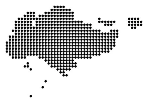 Dotted Pixel Singapore Map Stock Illustration