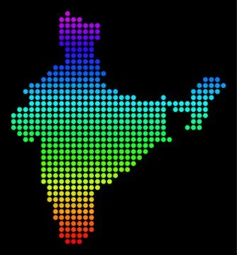 Dotted Pixel Spectrum India Map Stock Illustration